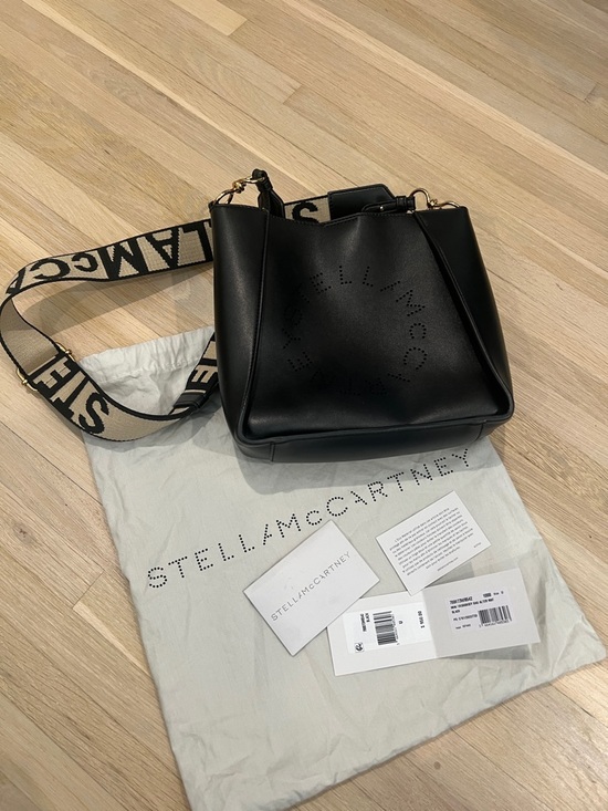 Stella McCartney Handbags - Stella McCartney Black Logo Crossbody Bag with Branded Strap